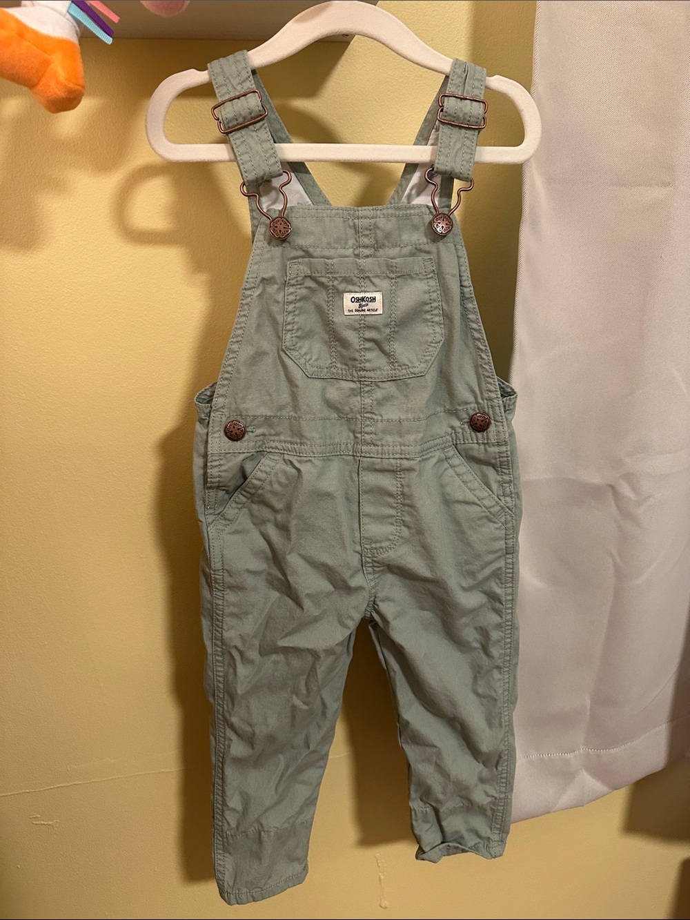 Gender Neutral OshKosh B'gosh Sage Green Toddler Overalls NWOT
